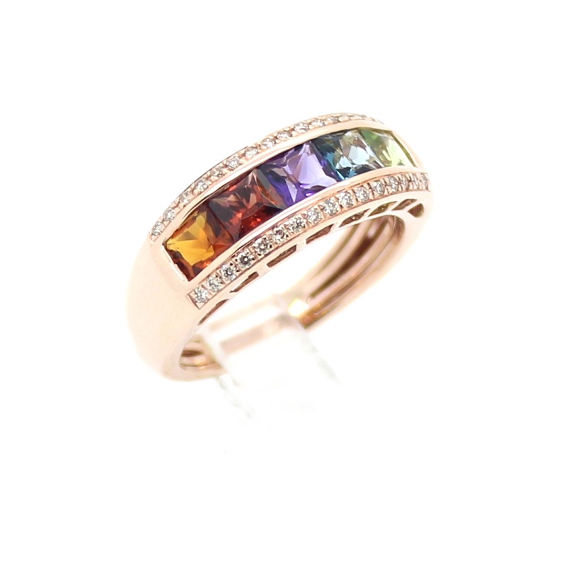 Bellarri Diamond And Semi Precious Multi-Colored Stone Ring set in 14 ...